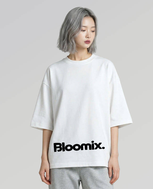 Bloomix character graphic t-shirt oversized streetwear Gabriel Emmanuele Australia front model view.