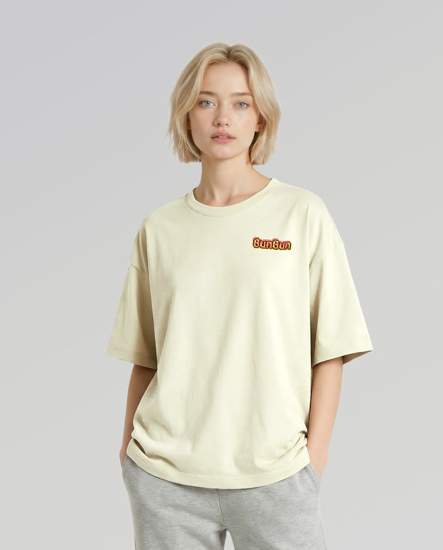 Bunbun character graphic t-shirt oversized streetwear Gabriel Emmanuele Australia front model view.