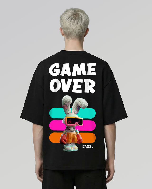 Jaxx character graphic t-shirt oversized streetwear Gabriel Emmanuele Australia back model view.