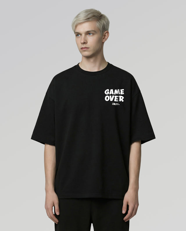 Jaxx character graphic t-shirt oversized streetwear Gabriel Emmanuele Australia front model view.