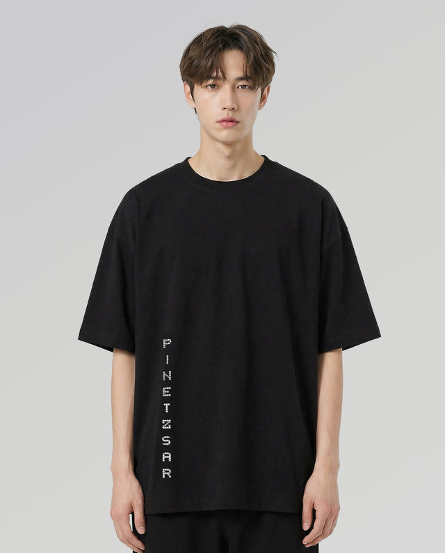 Pinetzar character graphic t-shirt oversized streetwear Gabriel Emmanuele Australia front model view.