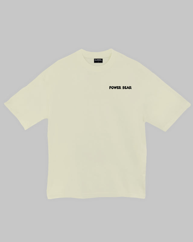 Power bear character graphic t-shirt oversized streetwear Gabriel Emmanuele Australia front tshirt view.
