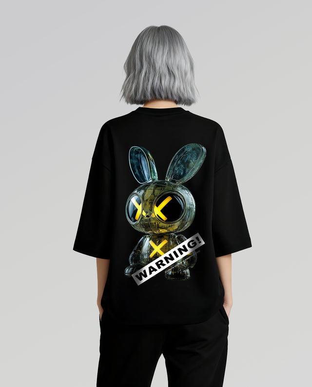 Radio bit character graphic t-shirt oversized streetwear Gabriel Emmanuele Australia back model view.