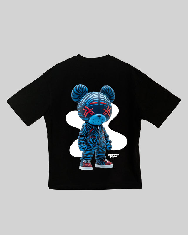 Vortex Paw character graphic t-shirt oversized streetwear Gabriel Emmanuele Australia back tshirt view.