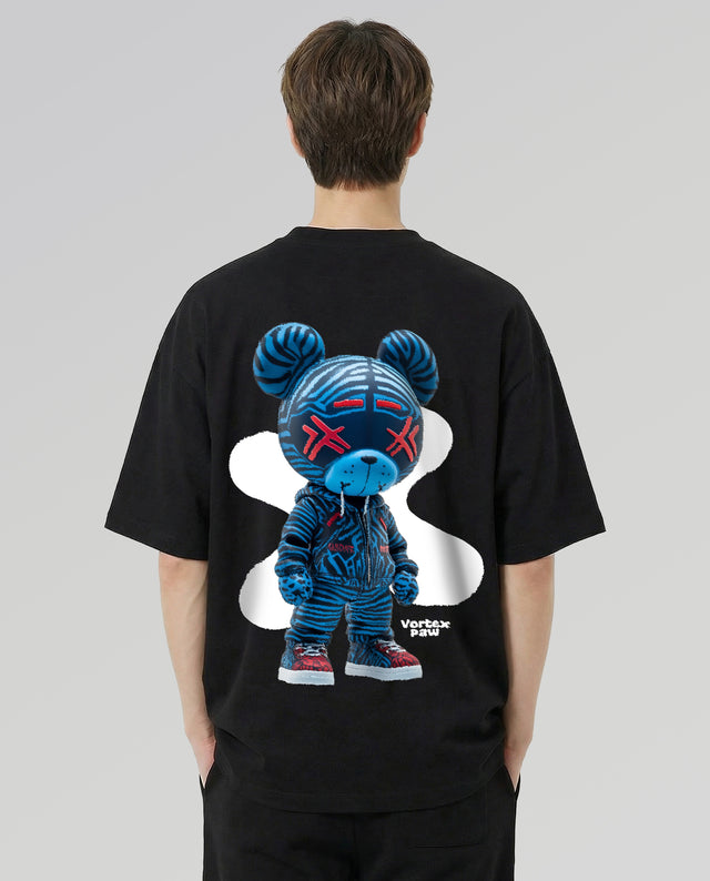 Vortex Paw character graphic t-shirt oversized streetwear Gabriel Emmanuele Australia back model view.