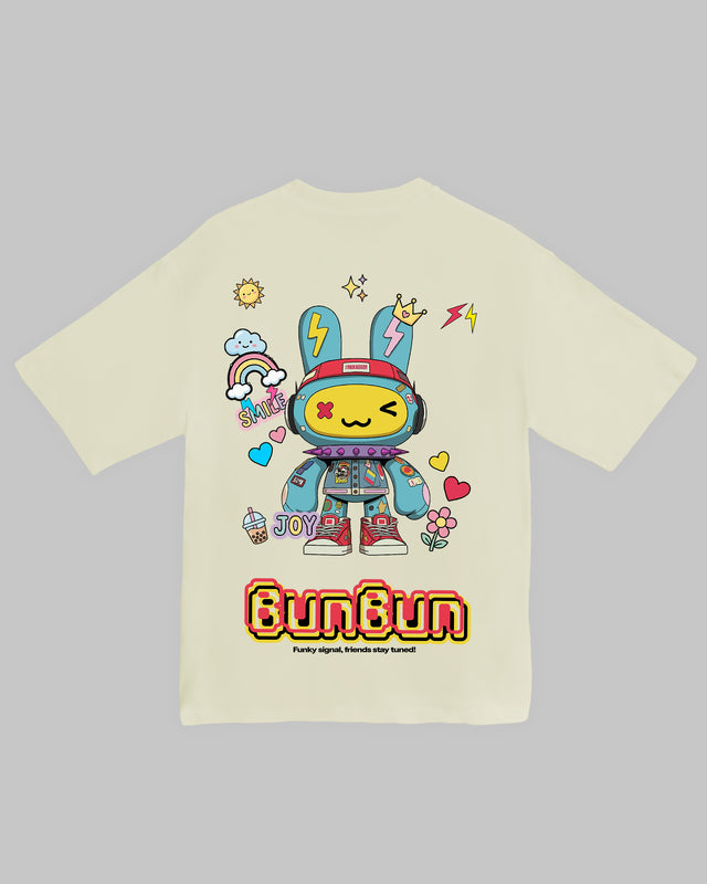 Bunbun character graphic t-shirt oversized streetwear Gabriel Emmanuele Australia back tshirt view.