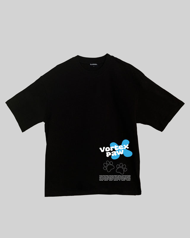 Vortex Paw character graphic t-shirt oversized streetwear Gabriel Emmanuele Australia front tshirt view.